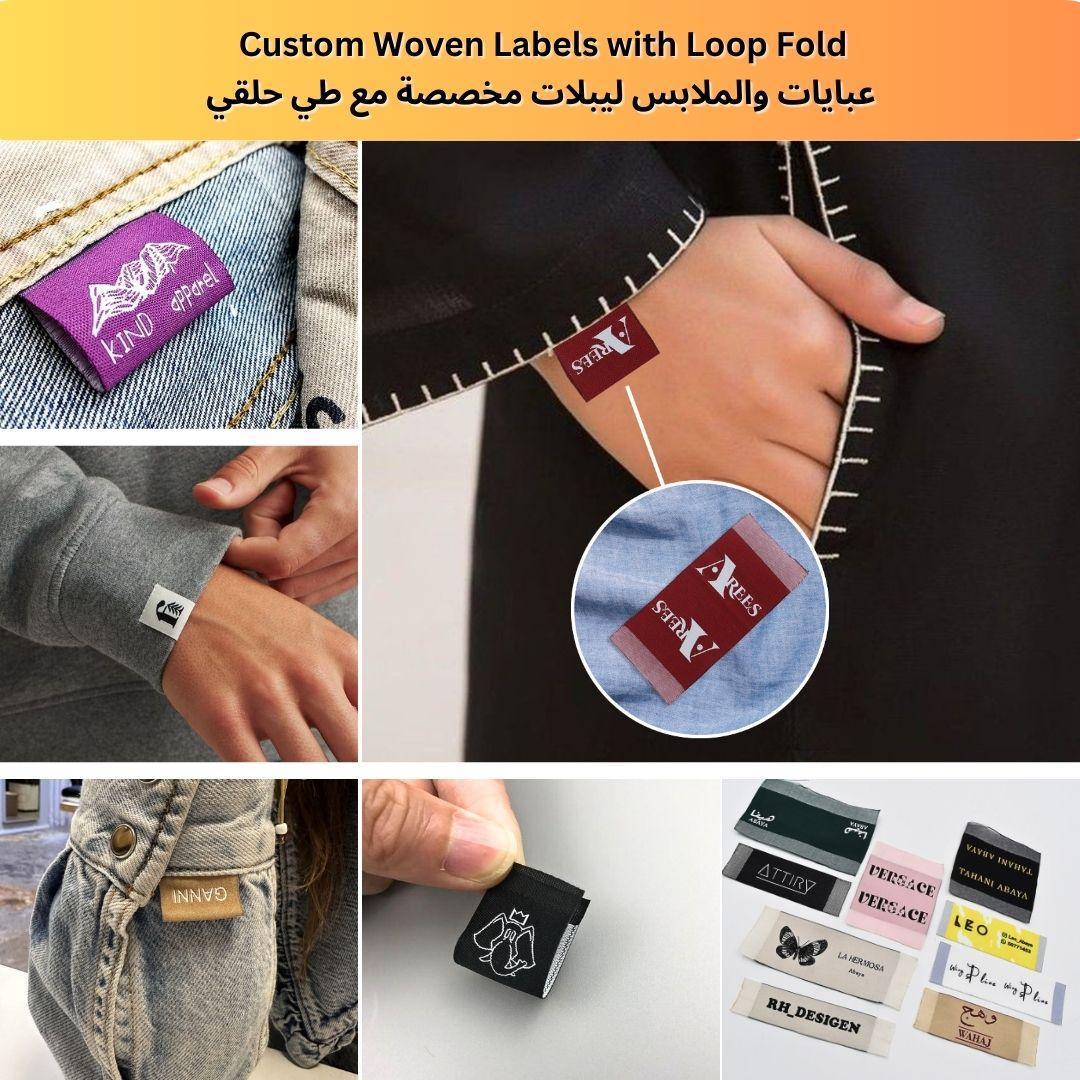 Custom Woven Labels for Garments & Abayas – Loop Fold